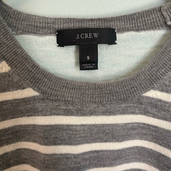 J Crew Merino Wool Stripe 3/4 Sleeve Sweater - Picture 3 of 5